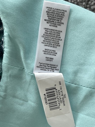 Dress The Population Cecilia Crop Top Women Mineral Blue Floral Preppy XXL NWT - Picture 8 of 8