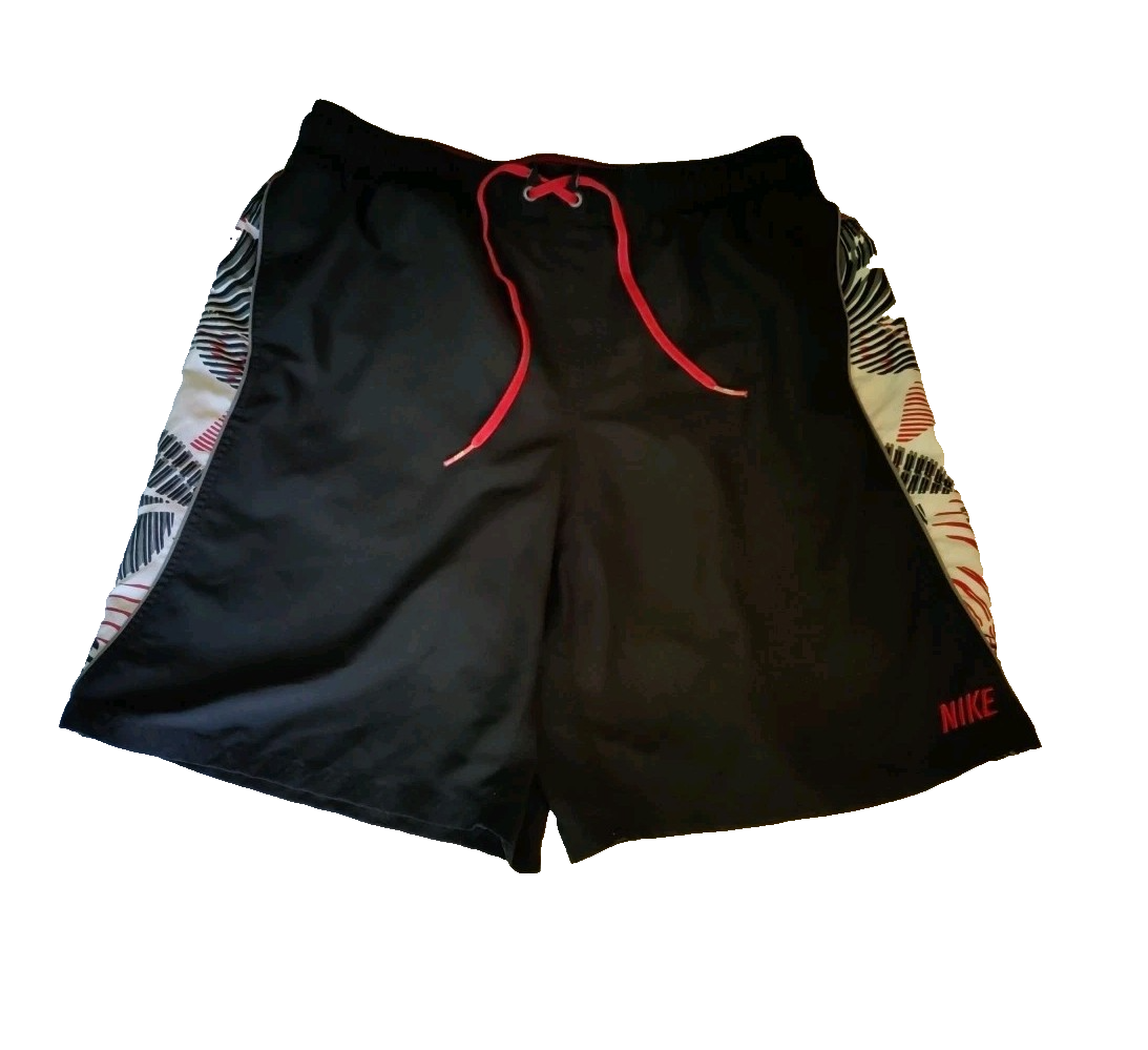 Tronchetto corto vintage Nike Swim uomo XL nero rosso bianco motivo foderato in rete Y2K