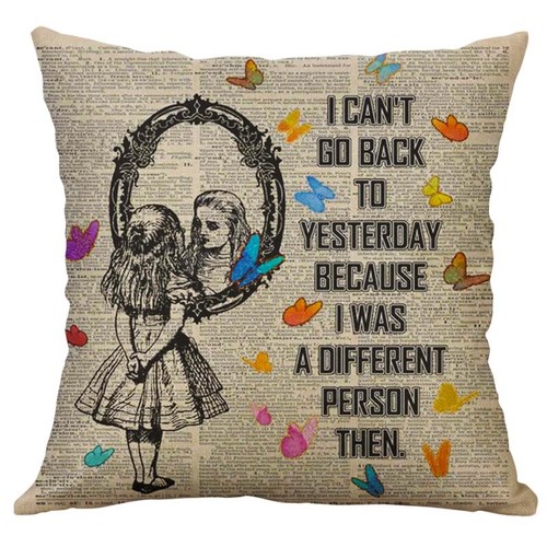 Alice In Wonderland Quote Vintage Dictionary Page Pillow Covers for makeover - Picture 5 of 27