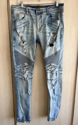 Kayden K Mens 34 Jogger Jean Distressed Biker Punk KDNK Grunge Skater Y2K Acid