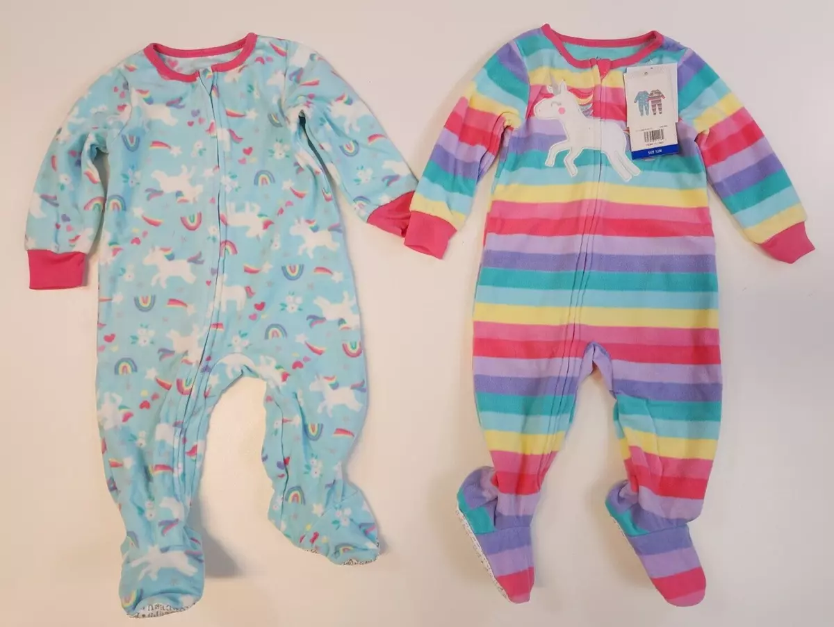 2-piece Kid Girl Unicorn Rainbow Print Sweatshirt and Striped Pants Set