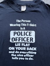 Vintage 90s Police Humor T-Shirt USA Made Anvil Black L