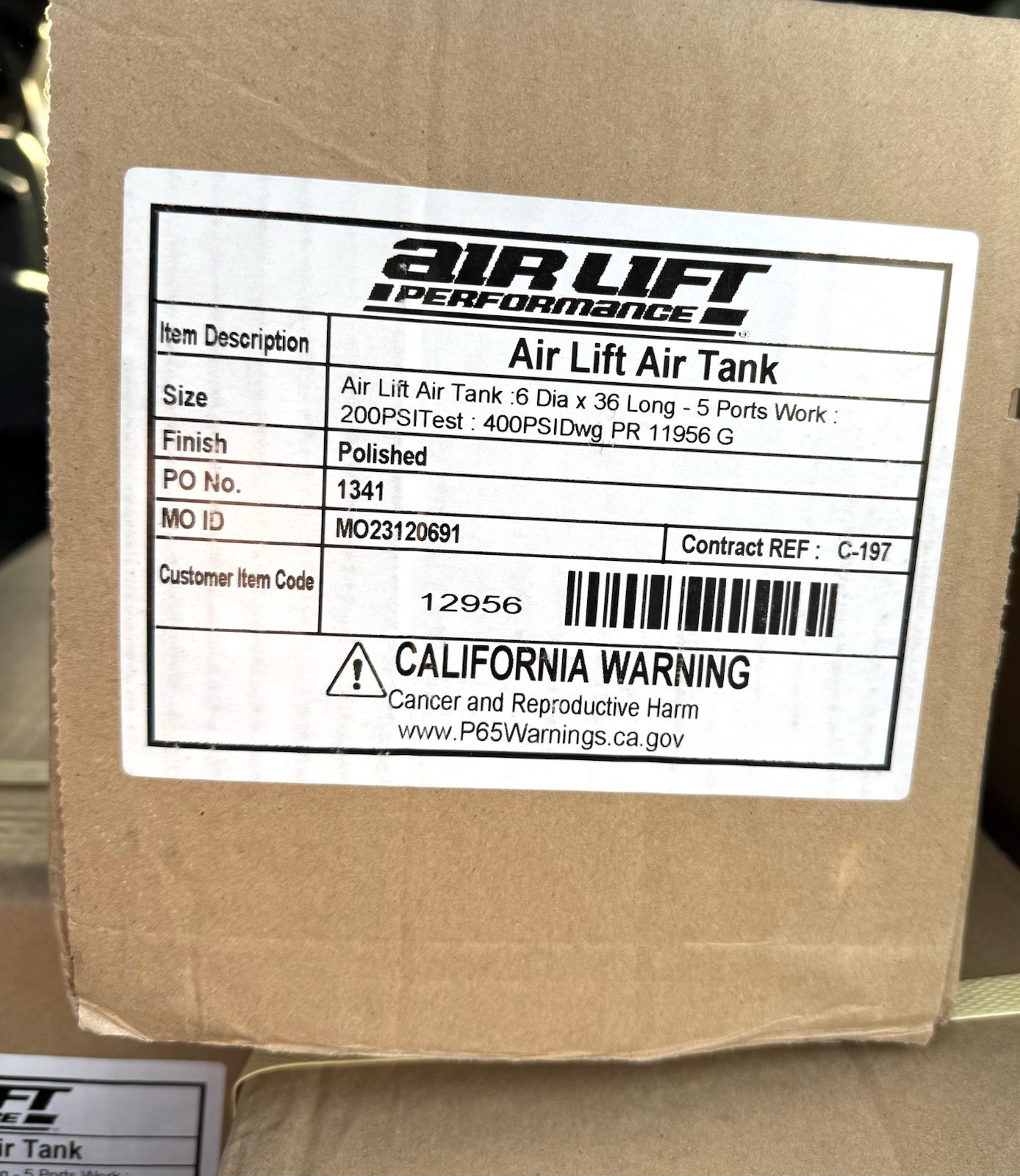 Air Lift PERFORMANCE 12956 5 Gallon Aluminum Air Tank Polished Finish
