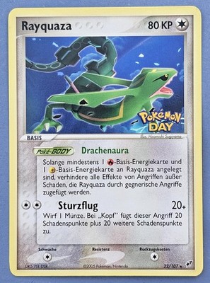 Rayquaza 22 Pokemon Day Card German Exclusive EX Deoxys Promo