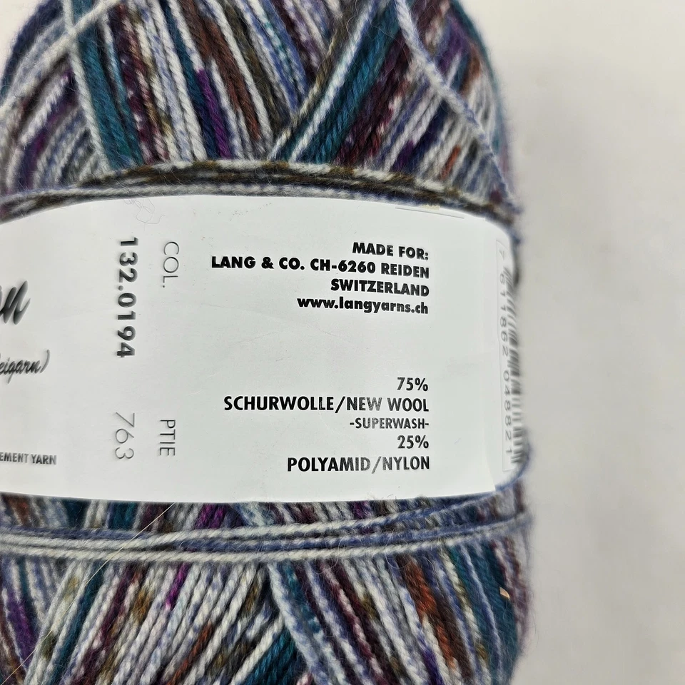 Skein Lang JaWoll Color Aktion Sock Yarn Superwash Wool  Nylon Blues 459 Yd - Image 4 of 4
