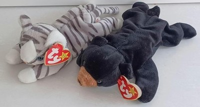 TY BEANIE BABY ORIGINAL PRANCE CAT BLACKIE BEAR WITH TAGS 1997/1993 RETIRED MINT
