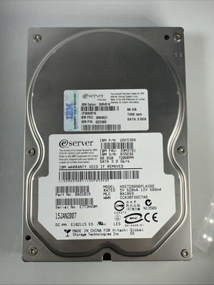 HITACHI HDS728080PLA380 80GB SATA DRIVE 39M3701 26K5308 7200 rpm 0A31019