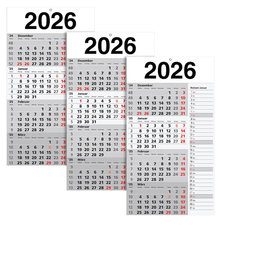 SAPHIR-TEC 3 Viermonatskalender 2026 / 4-Monats-Wandkalender / Kombiplaner ca. 30x45cm
