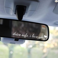 3X Drive Safe, I Love You Rearview Mirror Decal,Drive Safe, I Love You White