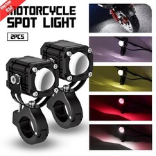 Led Spot Lights Auxiliary Motorcycle Headlight Driving Fog Lamp Red White Yellow