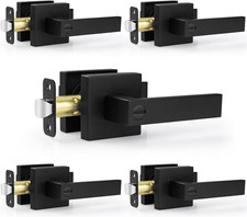 5 Pack Matte Black Door Handles Interior Door Knobs, Keyless Privacy Bedroom Doo
