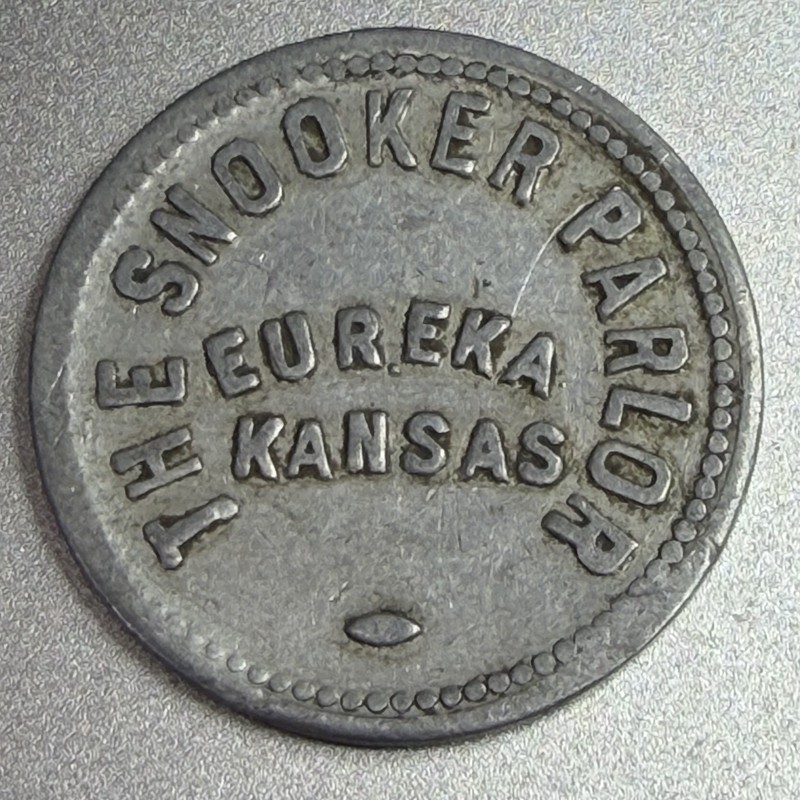 Kansas, Eureka The Snooker Parlor Aluminum Token 5¢ 386904