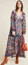 Maeve Anthropologie Multicolor Floral Maxi Dress Size-10