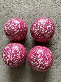 Aero Maxim 3Heavy Lawn Bowls speckled pink WB22 in Excellent Condition case