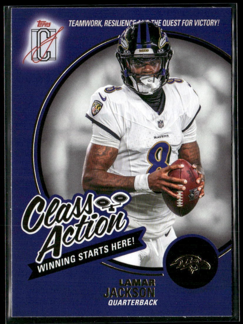 2025 Topps Signature Class #CA-3 Lamar Jackson Class Action Purple #/100
