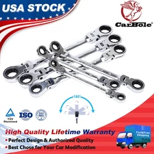 6X NEW Flex-Head Double Box End Ratcheting Wrenches Extra Long Metric Universal
