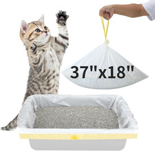 Cat Litter Box Liners, 37 x 18 Inch Kitty Litter Bags with Drawstring Easy Cl...