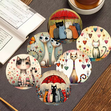 lustige Katzen Design - Holzuntersetzer 6er -...