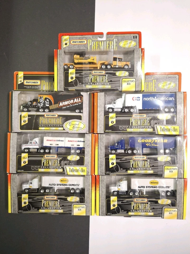 Matchbox Premiere rigs lot. Moving van, Container trailer, mack, Peterbilt Ford - Image 2 of 4