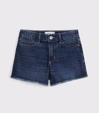 NWT Abercrombie Kids Girls High Rise Denim Relaxed Shorts 17/18
