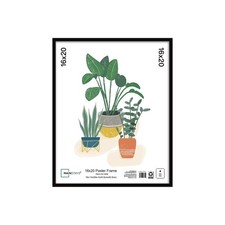 16x20 Picture Frame Black Flat Profile Wall Photo Frame with Mat for 16 by 20