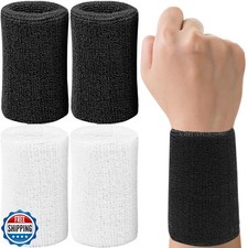 IMAGERIO 4 Pack 6 Inch Wrist Sweatbands Tennis Wrist Bands Absorbent Sweat Ba