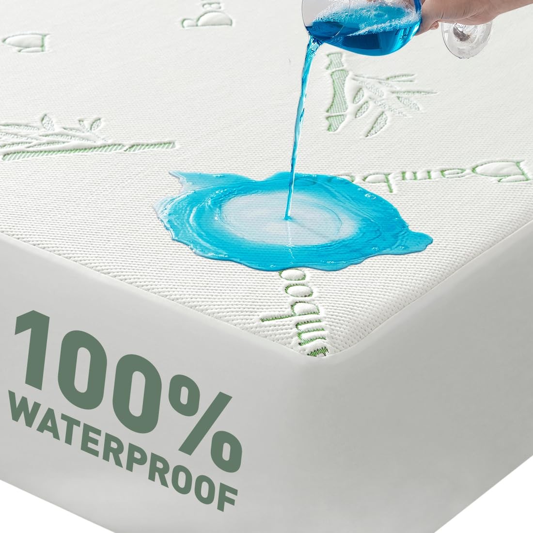 Cooling Queen Mattress Protector 100% Waterproof Noiseless Rayon Fiber Cover