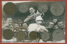 Manchester United Man U Utd Vintage FA Cup Final Winners Coin Fan Gift Set 1948