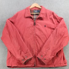 VTG Polo Ralph Lauren Jacket Mens Extra Large Salmon Harrington Full Zip Bomber