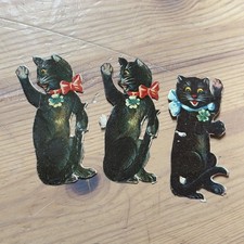 Victorian Scraps - Black Cats x3