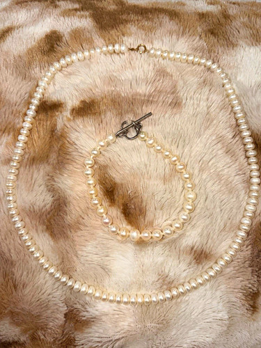 Vintage Michael Anthony 10K Gold & Sterling Silver Cultured Pearl Bracelet