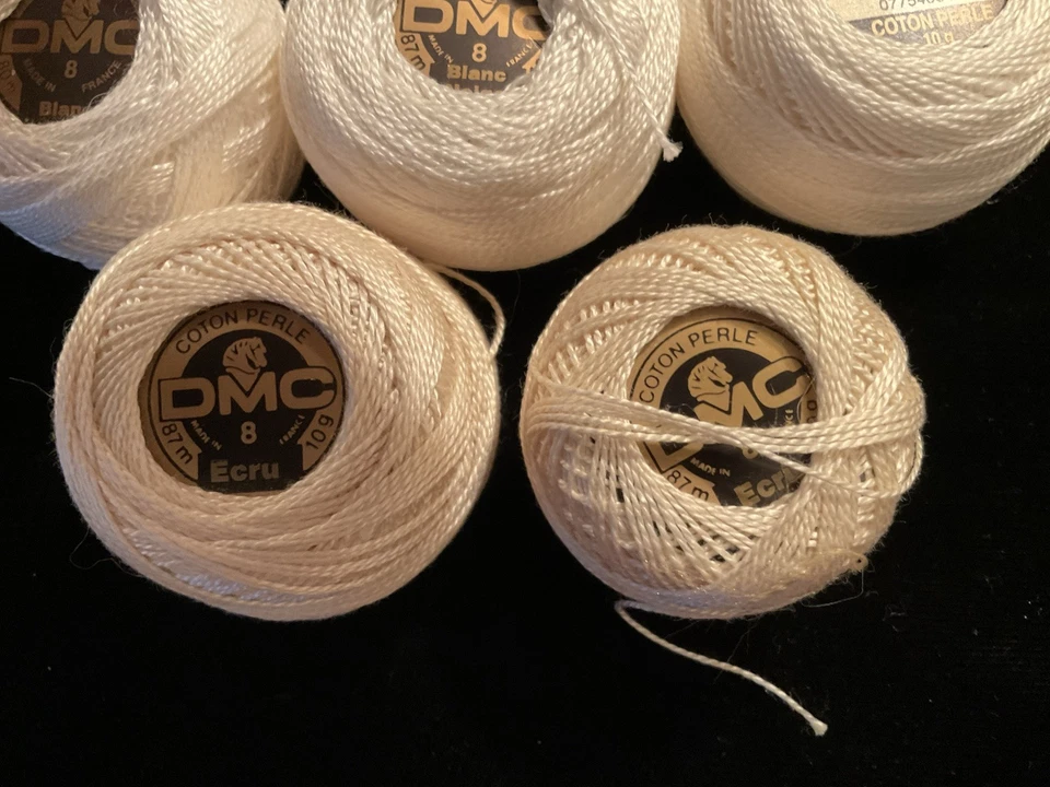 DMC Cotton Perle Thread Lot of 5 Size 8 Made in France 10g Shades of White - Image 4 of 4