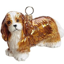 Cavalier King Charles Spaniel JOY TO THE WORD BRAND Glass Christmas Ornament