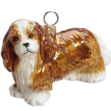 Cavalier King Charles Spaniel JOY TO THE WORD BRAND Glass Christmas Ornament
