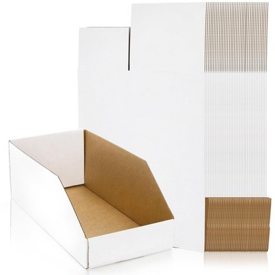35 Pack Cardboard Storage Bins, 12'' x 6'' x 4.5'' Corrugated Open Top Box, Whit...