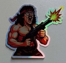 Weird Al UHF Rambo Waterproof Holographic Vinyl3 Inch  Sticker