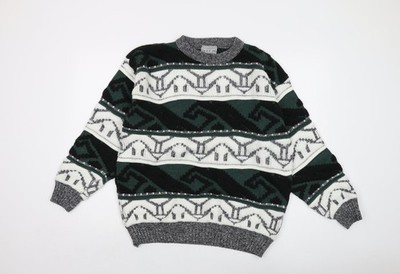 Nicco Damen Mehrfarbig Rundhals Geometrisches Acryl Pullover Pulli Größe 16