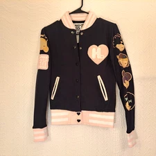 Ladies Harajuku Lovers Size S Varsity Jacket Long Sleeve Button Black