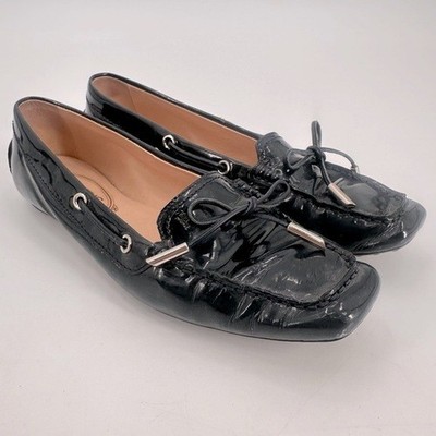 TOD S Blue Patent Leather Driving Loafers Size 6.5