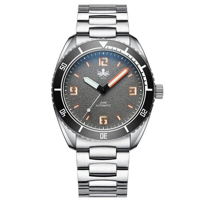 Phoibos REEF MASTER 200M Stahl Automatik Grau Keramik Taucher Herrenuhr