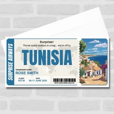 Tunisia Boarding Pass Personalised Gift Voucher Surprise Trip Holiday Ticket