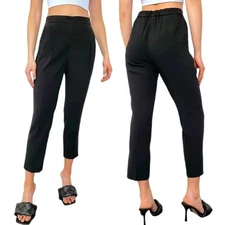 Babaton Cohen High Waisted Pleated Cropped Trouser Pants Black Women's Size 2