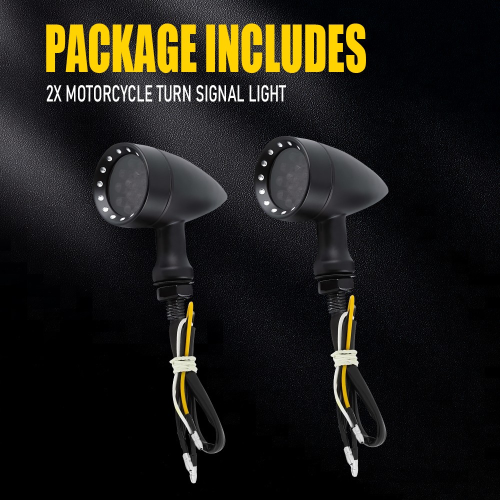 2PC LED Motorcycle Turn Signal Indicator Amber Light Blinker Mini Lamp Universal