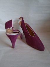 Vintage Maud Frizon Size 41 Fuscia Purple Pink Suede Slingback Diamond Heels