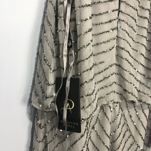 BHLDN Adrianna Papell Madigan Halter Neck Maxi Dress Grey Size 12 - Picture 14 of 20