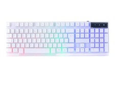 Orzly PS5 Gaming Keyboard white RGB USB Wired Rainbow Keyboard Designed for PC