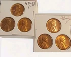 6 Gem BU Lincoln Wheat 1C Phily Minted Pennies 1945 46 47 48 49 1950 Free Post