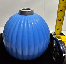 RARE ANTIQUE BLUE MILK GLASS  RIBBED LIGHTNING ROD GLOBE BALL WEATHERVANE