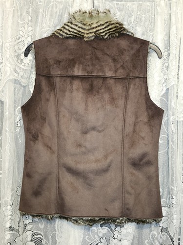 Relativity Brown Faux Suede Button Embellished Sleeveless Casual Dress Vest S - Picture 5 of 9