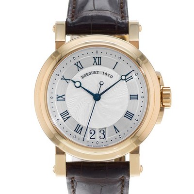 Breguet Marine 5817BA/12/9V8 39mm Silver Roman Yellow Gold Leather Mens Watch